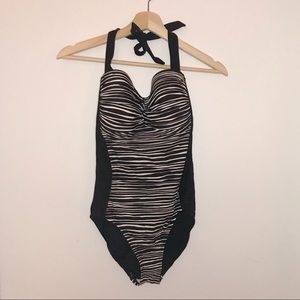 NWOT striped halter one piece suit Merona Sz Sm